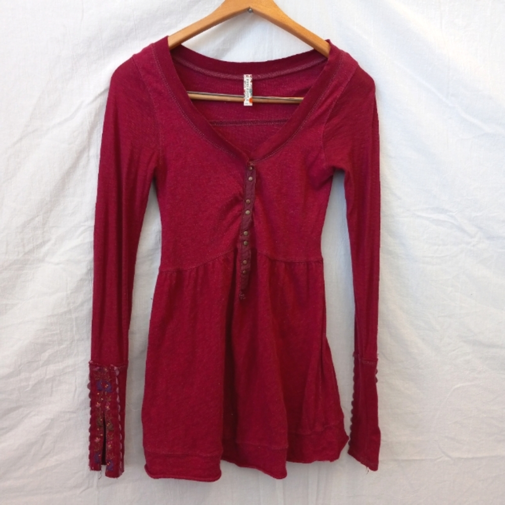 Free People pink long sleeved top, size extra small - Picture 1 of 5